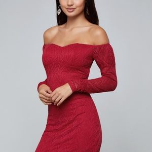 bebe off Shoulder lace dress